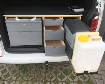 Construction plans "Bulli Kombi 01" rear extension, kitchen module, toilet stool and construction plan for a small kitchen cabinet for VW Bus California T6, T6.1, T5 and T4