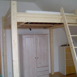 Construction plan, Simmi loft bed, loft bed for children, youth bed with sleeping area 200 x 140, bed area 200 x 190 (+ shelf), children&#39;s bed, bunk bed