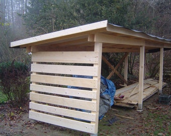 Construction plan "Open wooden shed" to build yourself, wood storage, wooden house, wood, wooden hut. wood deposit