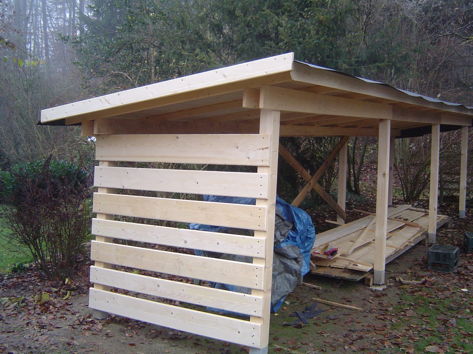 Bauplan "Offener Holzschuppen" zum selber bauen, Holzlager, Holzhaus