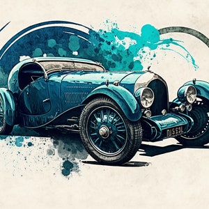 Vintage Bugatti Car Sports Car Bugatti Wall Art Bugatti Poster Bugatti Chiron Supercar