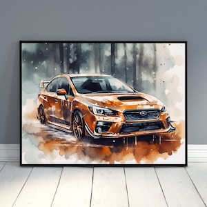 Subaru WRX Watercolor | Digital Download | Sports Car | Wall Art | Home Decor #3 H