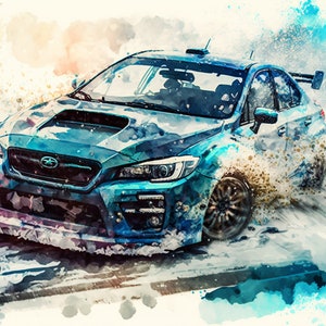 Subaru WRX Watercolor | Digital Download | Sports Car | Wall Art | Home Decor #4 H