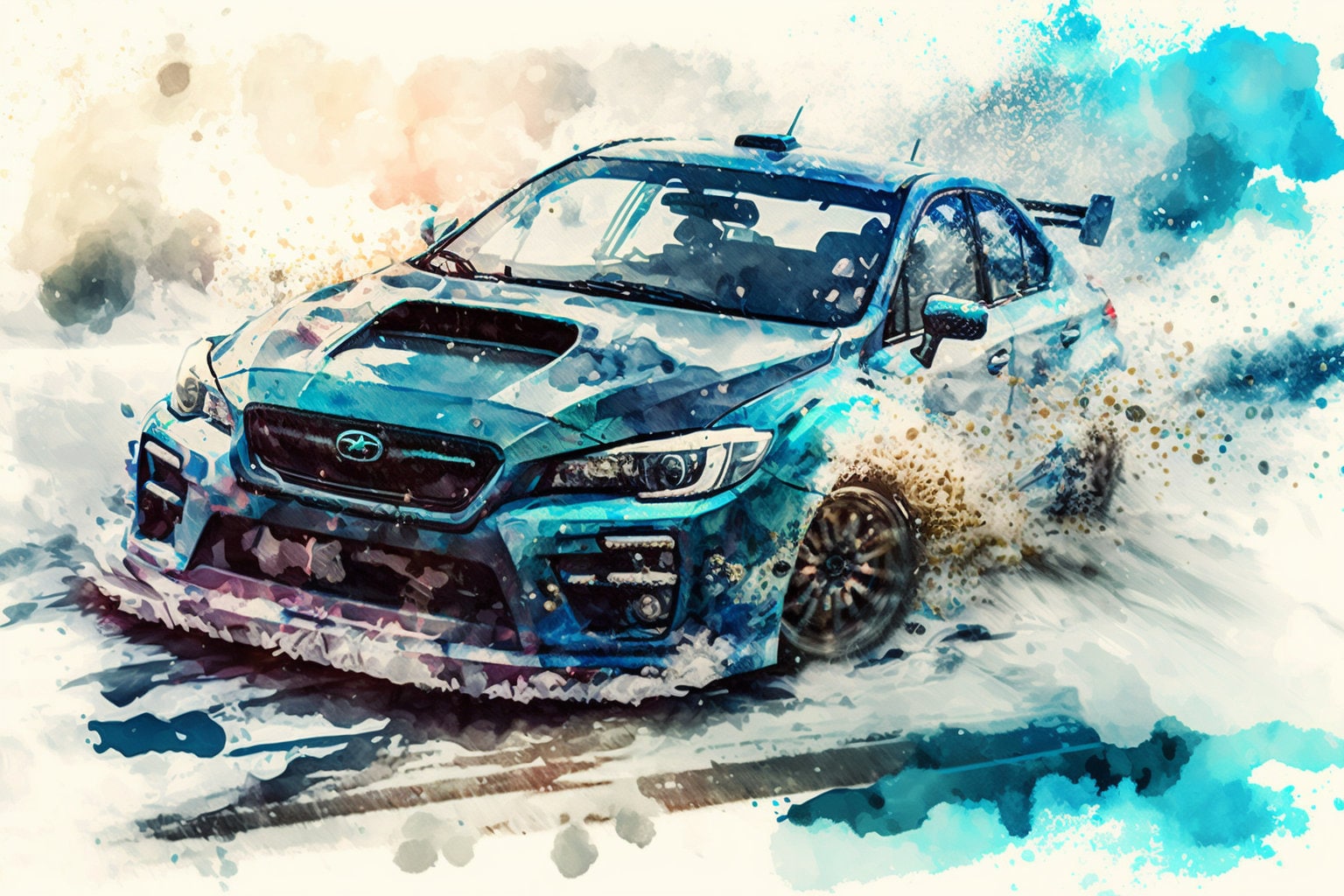 Subaru WRX Watercolor | Digital Download | Sports Car | Wall Art