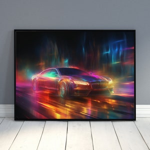 2 Neon Bugatti Car Sports Car Bugatti Wall Art Bugatti Poster Bugatti Chiron Supercar