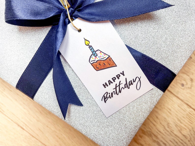 Happy Birthday Printable Label, Printable Birthday Tag, Minimalistic ...