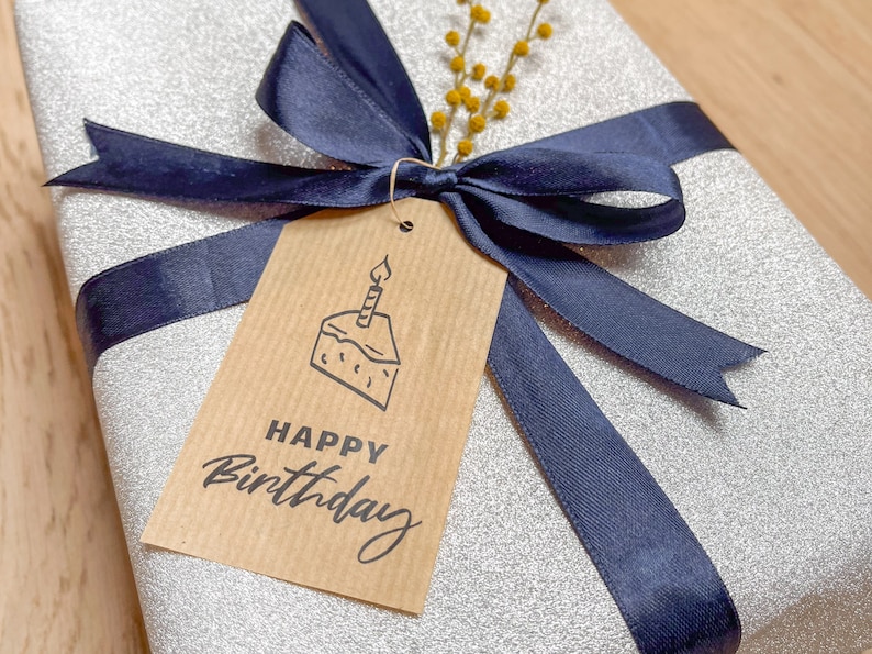 Happy Birthday Printable Label, Printable Birthday Tag, Minimalistic ...