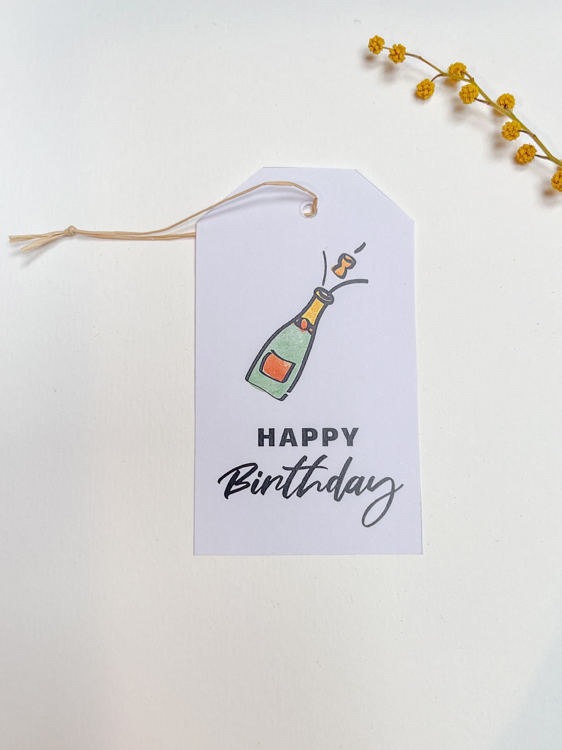 Happy Birthday Printable Label, Printable Birthday Tag, Minimalistic ...