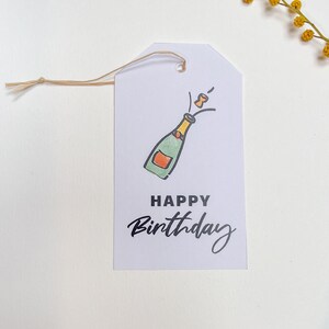 Happy Birthday Printable Label, Printable Birthday Tag, Minimalistic ...