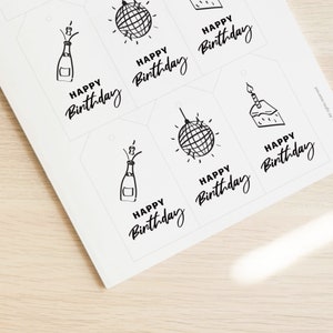 Happy Birthday Printable Label, Printable Birthday Tag, Minimalistic ...