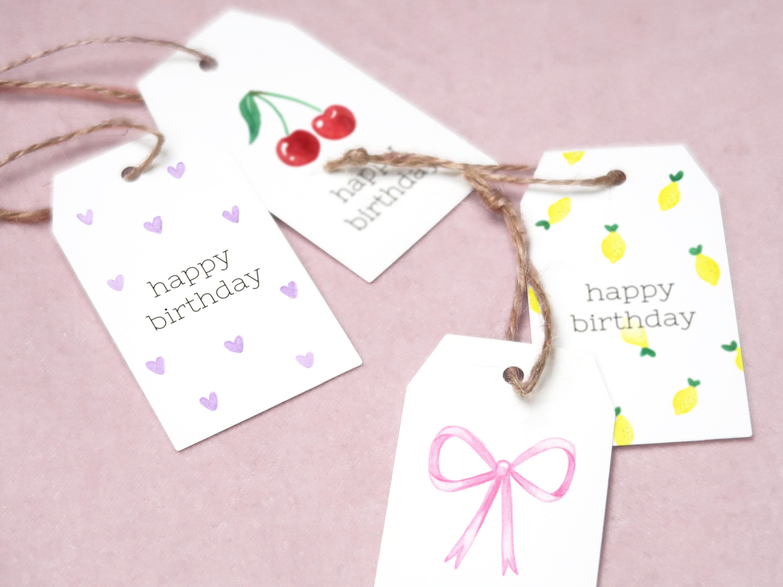 Happy Birthday Printable Tags Kit Coquette Style With 4 Different Happy Birthday Printable Tags Kit Coquette Style With 4 Different