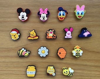 Mickey, Minnie, Donald, Daisy, Winnie, Piglet, Tigger & Eeyore Inspired Croc Shoe Charms Decorations | Cartoon Croc Charms | Bracelet Charms