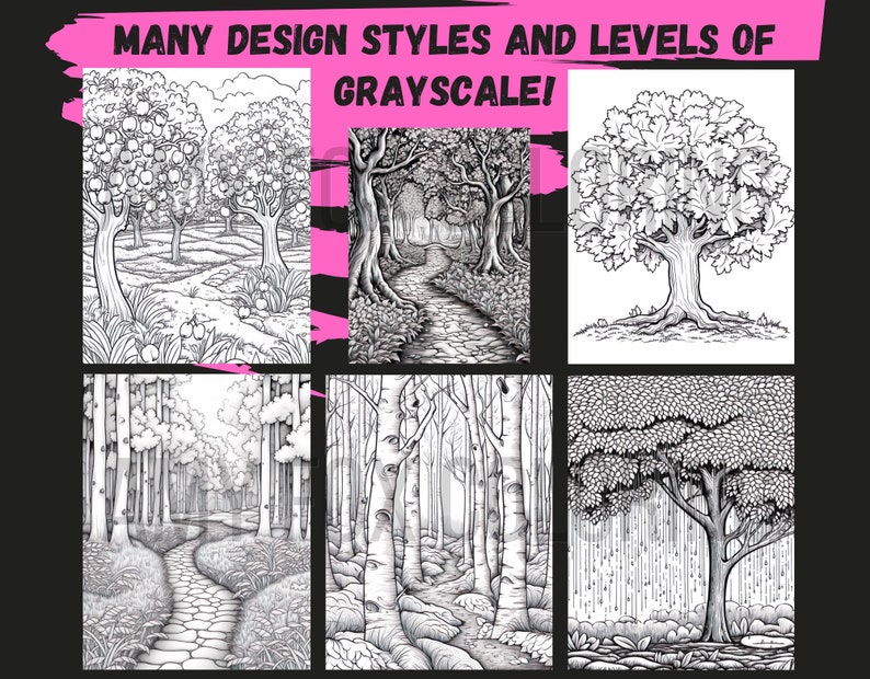 Tree Color Calander 60 Autumn Trees Coloring Pages Adults Kids Digital Coloring - Etsy