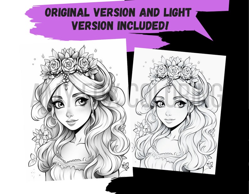 60 Beautiful Fairy Princess Coloring Pages, Adults Kids Digital ...