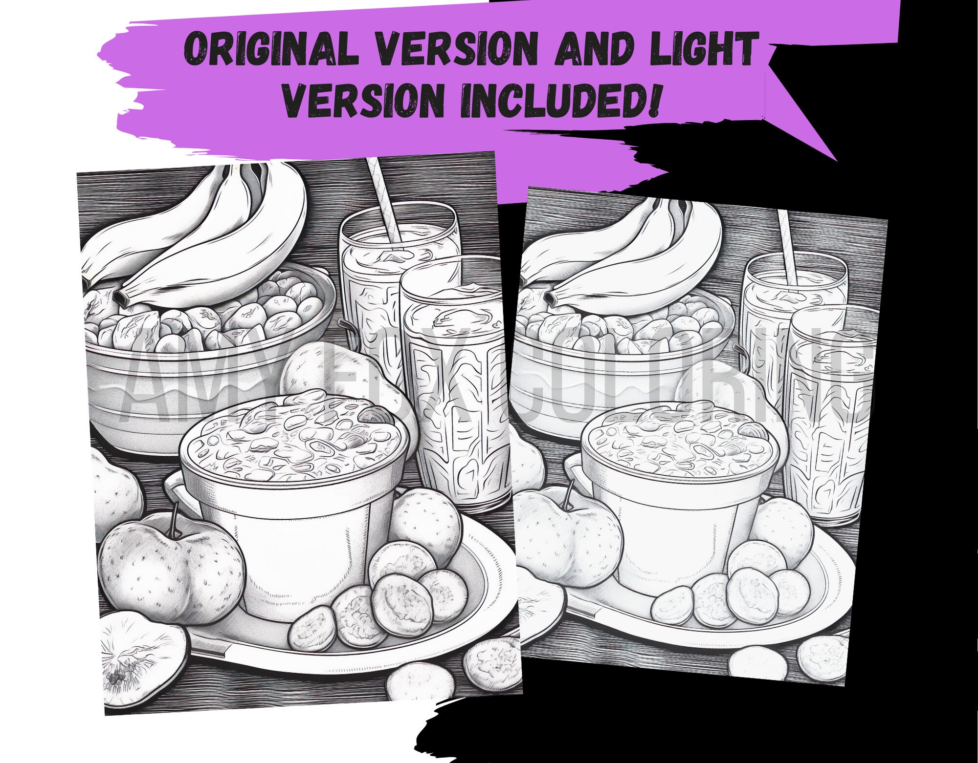 60 Tasty Breakfasts Coloring Pages, Adults Kids Digital Coloring Sheets ...