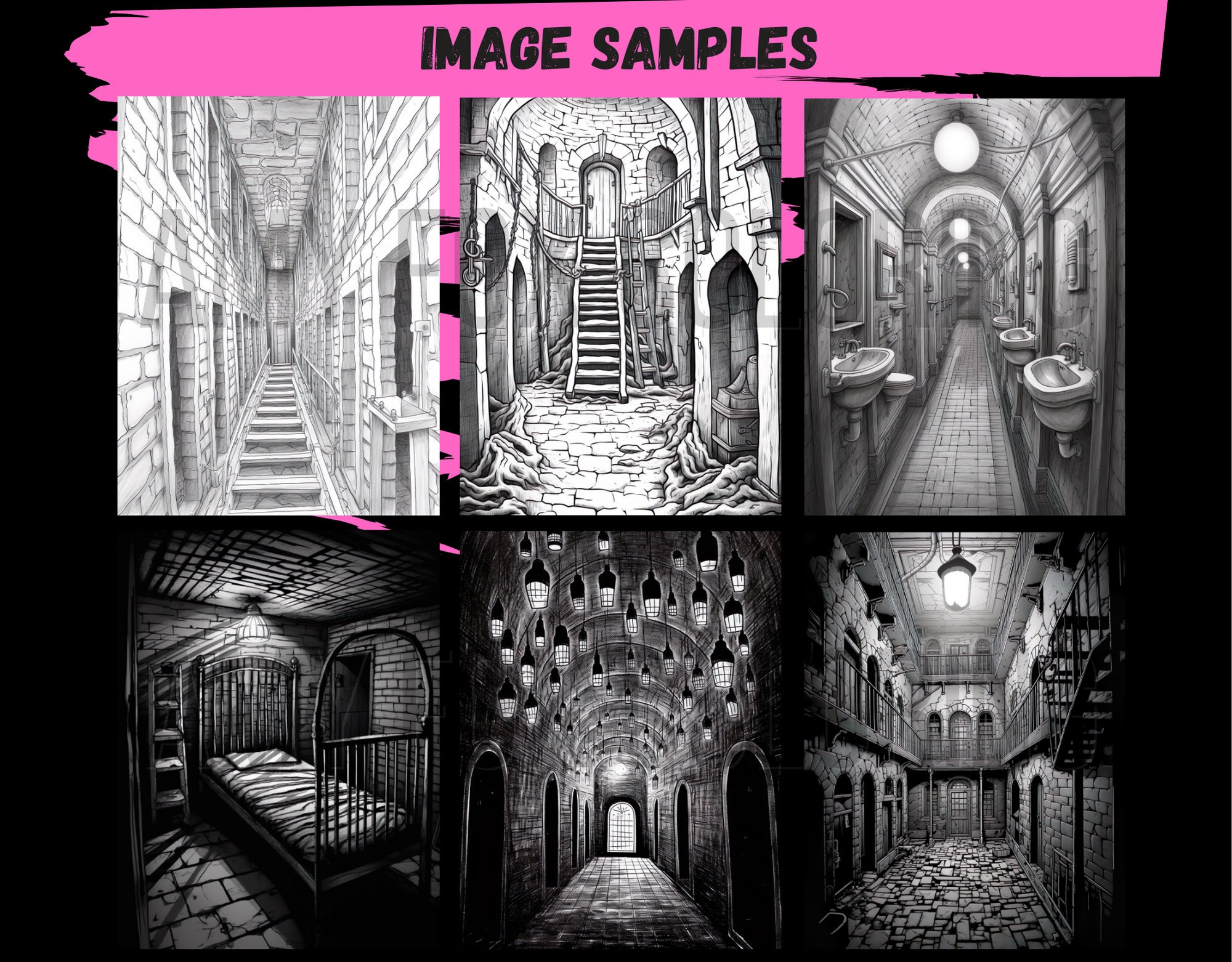 60 Abandoned Prison Coloring Pages, Adults Kids Digital Coloring Sheets ...