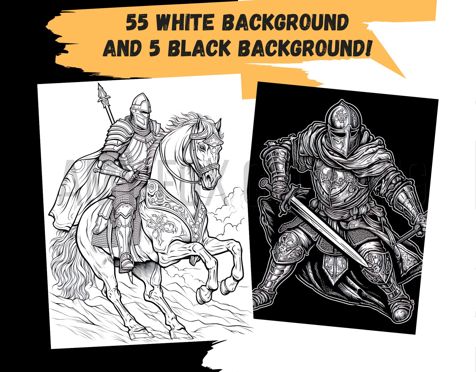60 Medieval Knight Coloring Page, Adults Kids Digital Coloring Sheets ...