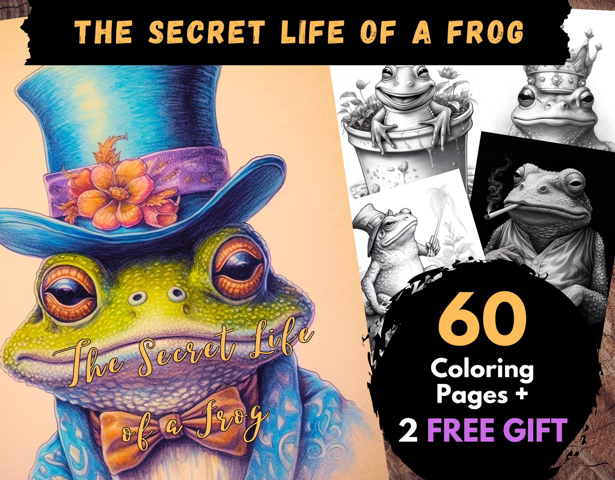 60 the Secret Life of a Frog Coloring Pages, Adults Kids Digital ...