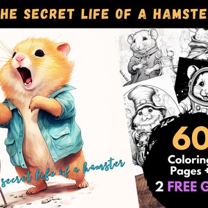 60 The secret life of a hamster Coloring Page, Adults Kids Digital Coloring Sheets - Printable PDF Book fantasy hamster coloring pages Books
