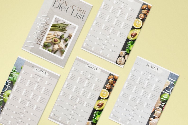 Low Carb Diet List Weekly Planner Printable, Low Carb Food List, Low ...
