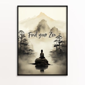 Inspirerend Vind uw Zen Yoga Print, Meditatie Kunst, Mindfulness Quotes, Yoga Room Decor, Spirituele Quote Print Wall Art Digitale Download
