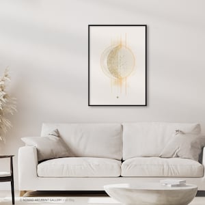Arte murale giapponese, raggi di luna astratti, decorazioni scandinave, arte scandinava, arte murale zen, arte murale boho, poster zen giapponese con luna e stampa museale
