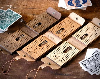 KNODY original ultimate Leather | wrap around | Travel Cribbage board