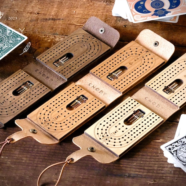 KNODY original ultimate Leather | wrap around | Travel Cribbage board