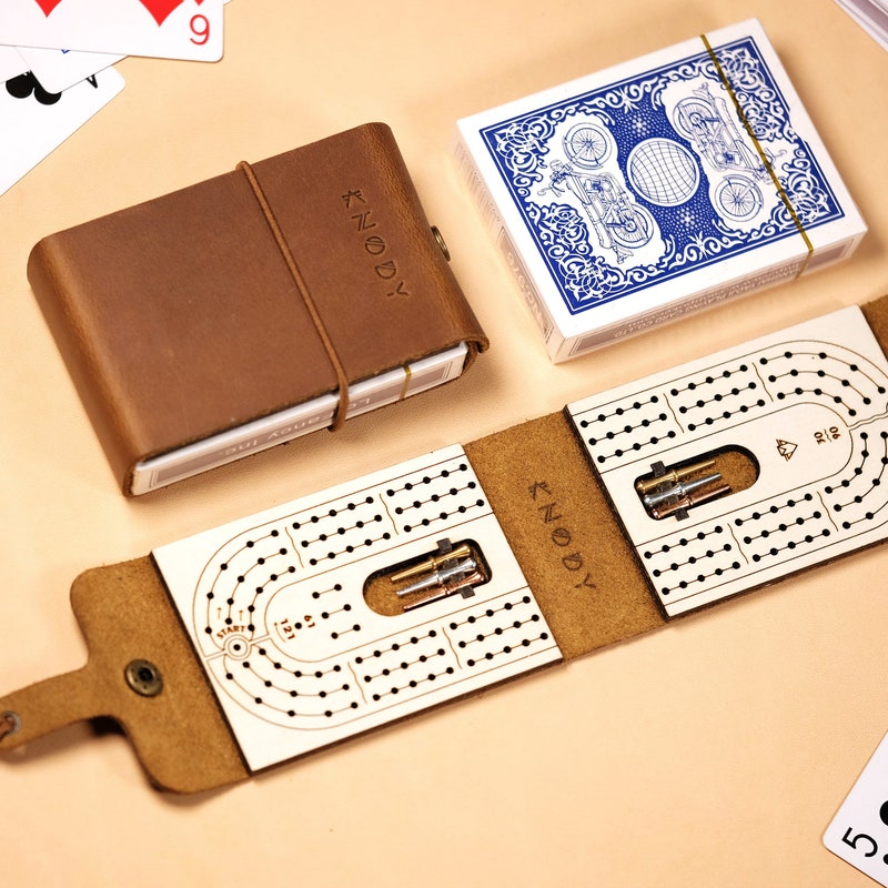 KNODY ultimate Leather | wrap around | Travel Cribbage board