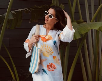 Vintage 90s Batik Tropical Fish Print Maxi Dress - Large | Boho Sleeveless Linen  Blend Tie Back Beach Vacation Sundress - Etsy