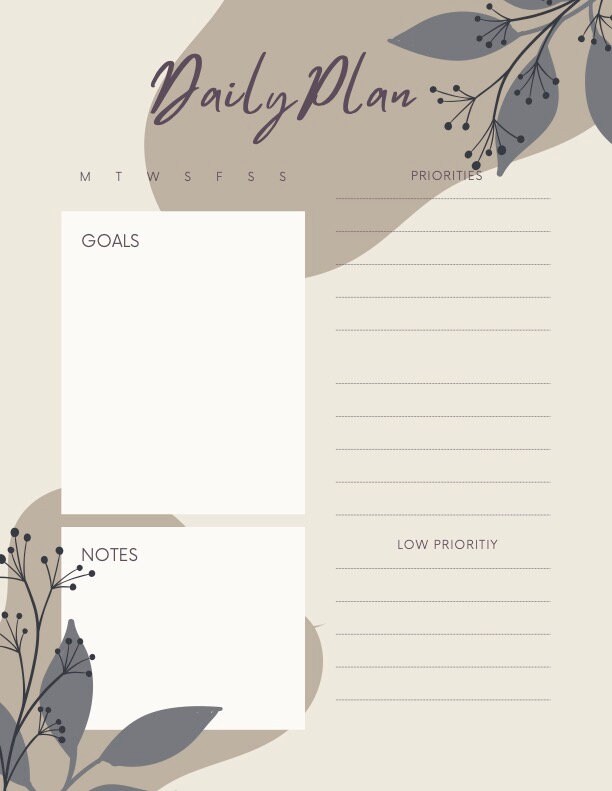 Daily Planner, Digital Planner, Printable to Do List, Instant Download ...