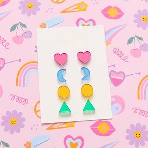 90s sticker earring studs | nostalgic acrylic