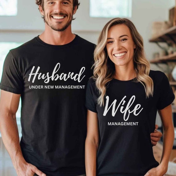 Just Married Under New Management Funny Wedding T-Shirt Just Married Under New Management Funny Wedding T-Shirt