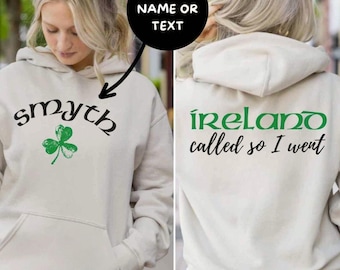 Custom Irish Hoodie: Personalized Shamrock Sweater, Ireland Trip