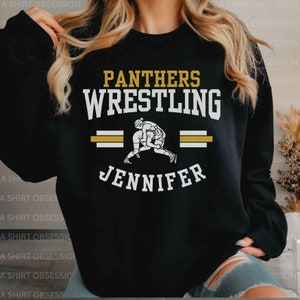 Personalized Wrestling Mom Sweatshirt Custom Wrestling Sweatshirt Girl Wrestler Shirt Girls Wrestling Shirt Mascot Female Wrestling ASO
