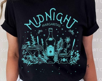 Camiseta de margaritas de medianoche, camiseta de magia práctica, camiseta de boticario, camiseta de bruja linda de Halloween, camiseta de otoño de Halloween, camiseta de tequila de Halloween