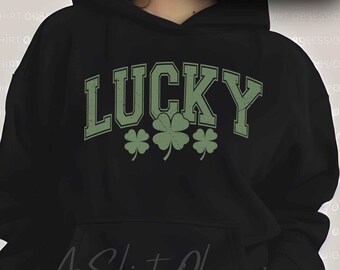 Lucky Shamrock Hoodie | Cute St Patricks Day Hoodie, Retro Lucky Hoodie Sweatshirt, Irish Hoodie, Clover Hoodie | ASO
