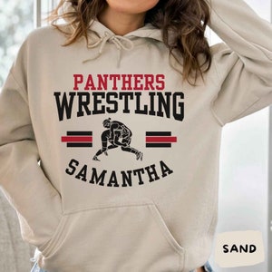 Custom Wrestling Hoodie Personalized Wrestling Mom Hoodie Custom Name Mascot Hoodie Wrestling Dad Shirt Custom Girls Wrestling Hoodie ASO