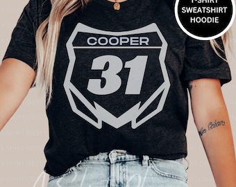 Personalized Motocross Number Plate T-Shirt: Custom Name & Number
