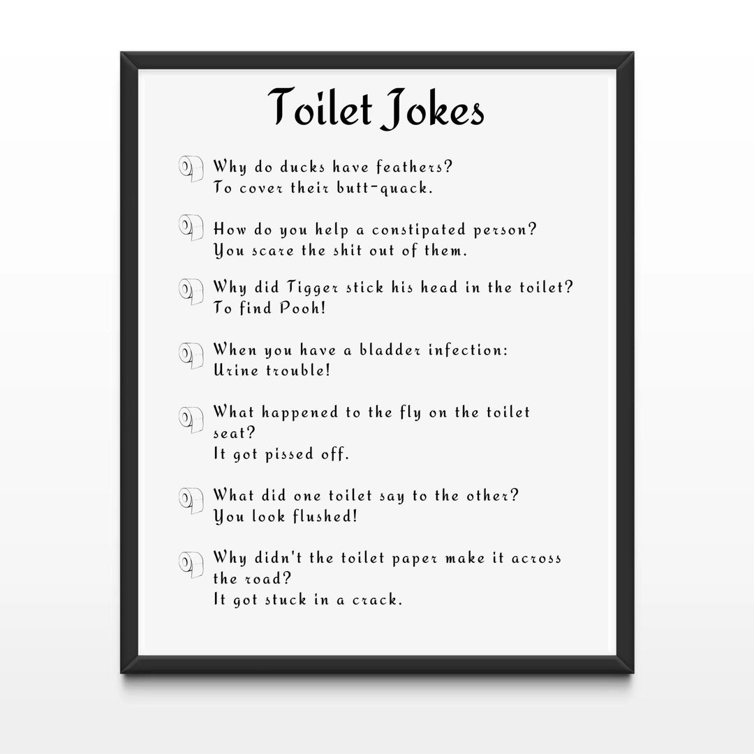 Funny Toilet Jokes Themed Printable Wall Art/ Guest Bathroom Wall Decor