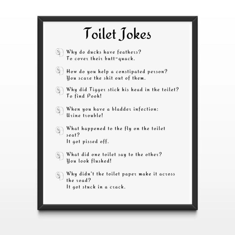 Funny Toilet Jokes Themed Printable Wall Art/ Guest Bathroom Etsy