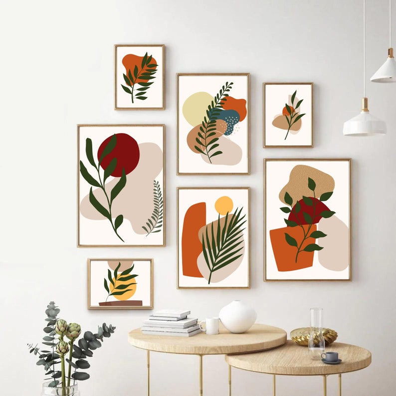 Abstract Shapes & Plants Printable Digital Wall Art Set of 7/ - Etsy