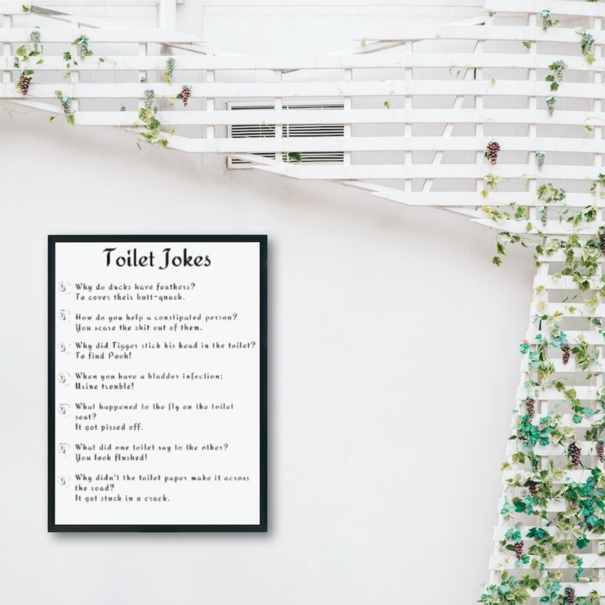 Funny Toilet Jokes Themed Printable Wall Art/ Guest Bathroom Etsy