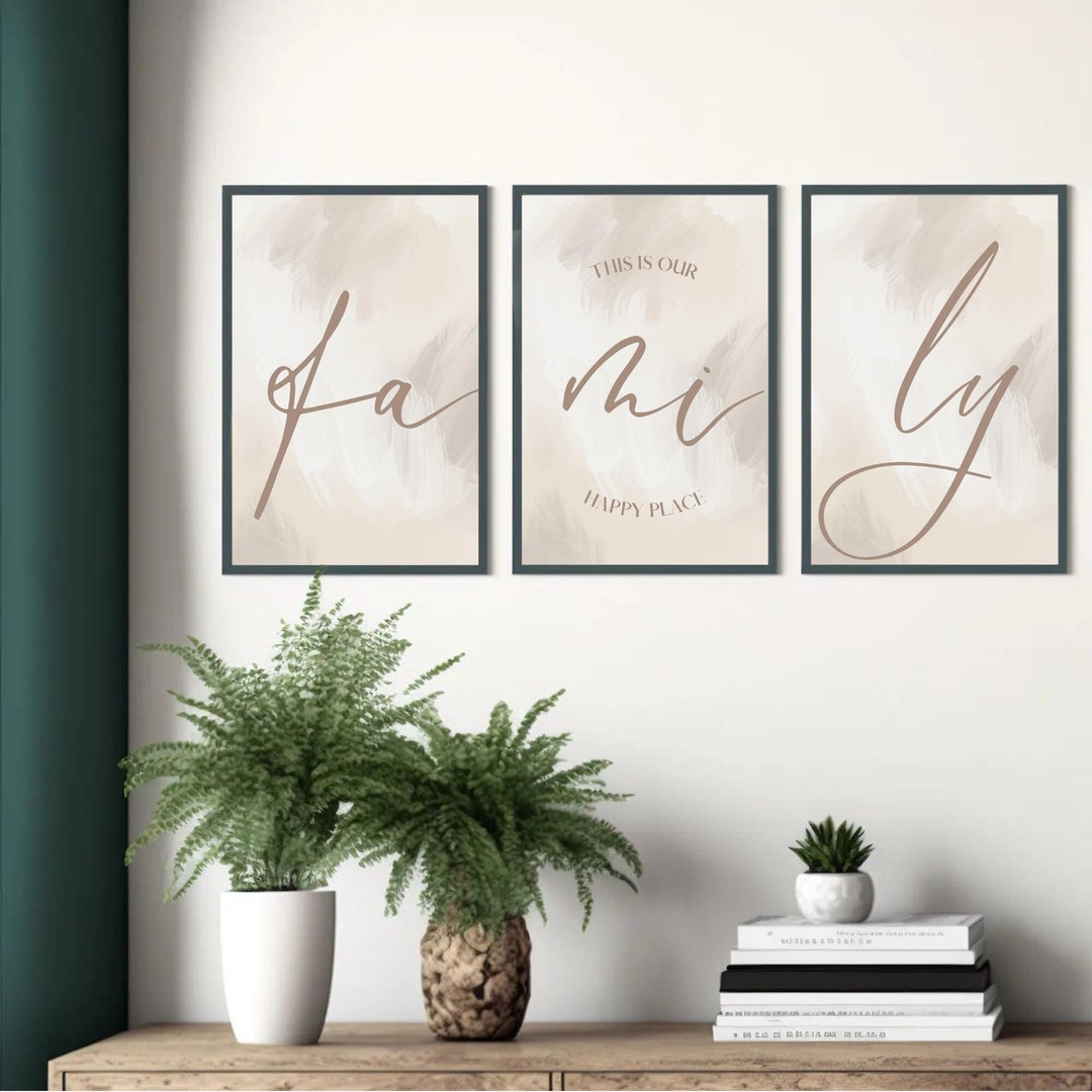 Family Our Happy Place Sign Printable Wall Art Set of 3/ Family Quote ...