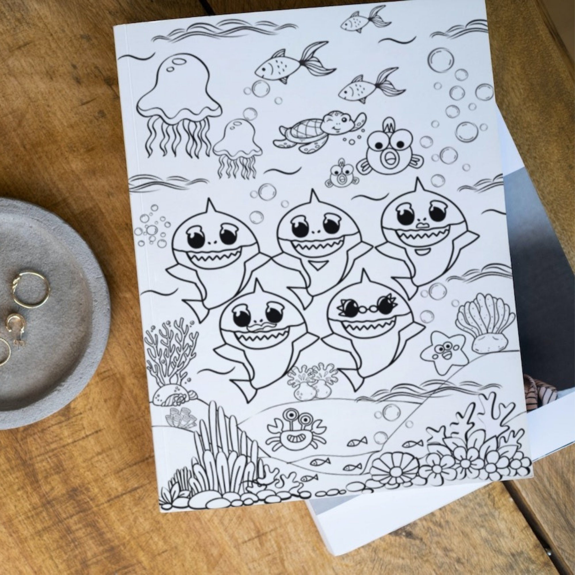 Baby Shark Coloring Printable PDF, A4 Size Undersea Coloring Page