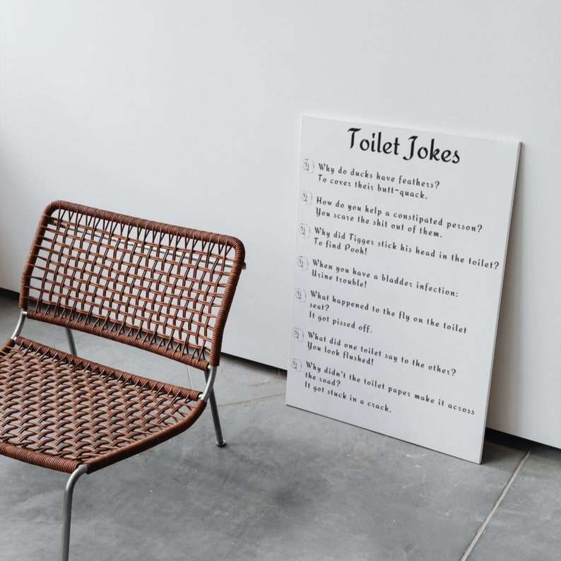 Funny Toilet Jokes Themed Printable Wall Art/ Guest Bathroom Etsy