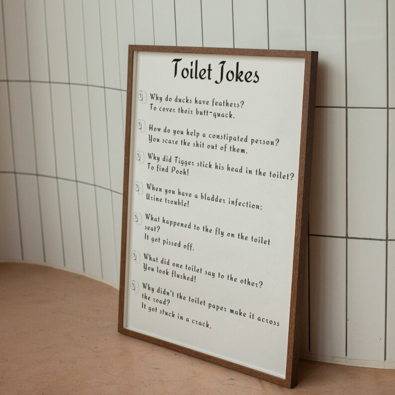 Funny Toilet Jokes Themed Printable Wall Art/ Guest Bathroom Etsy