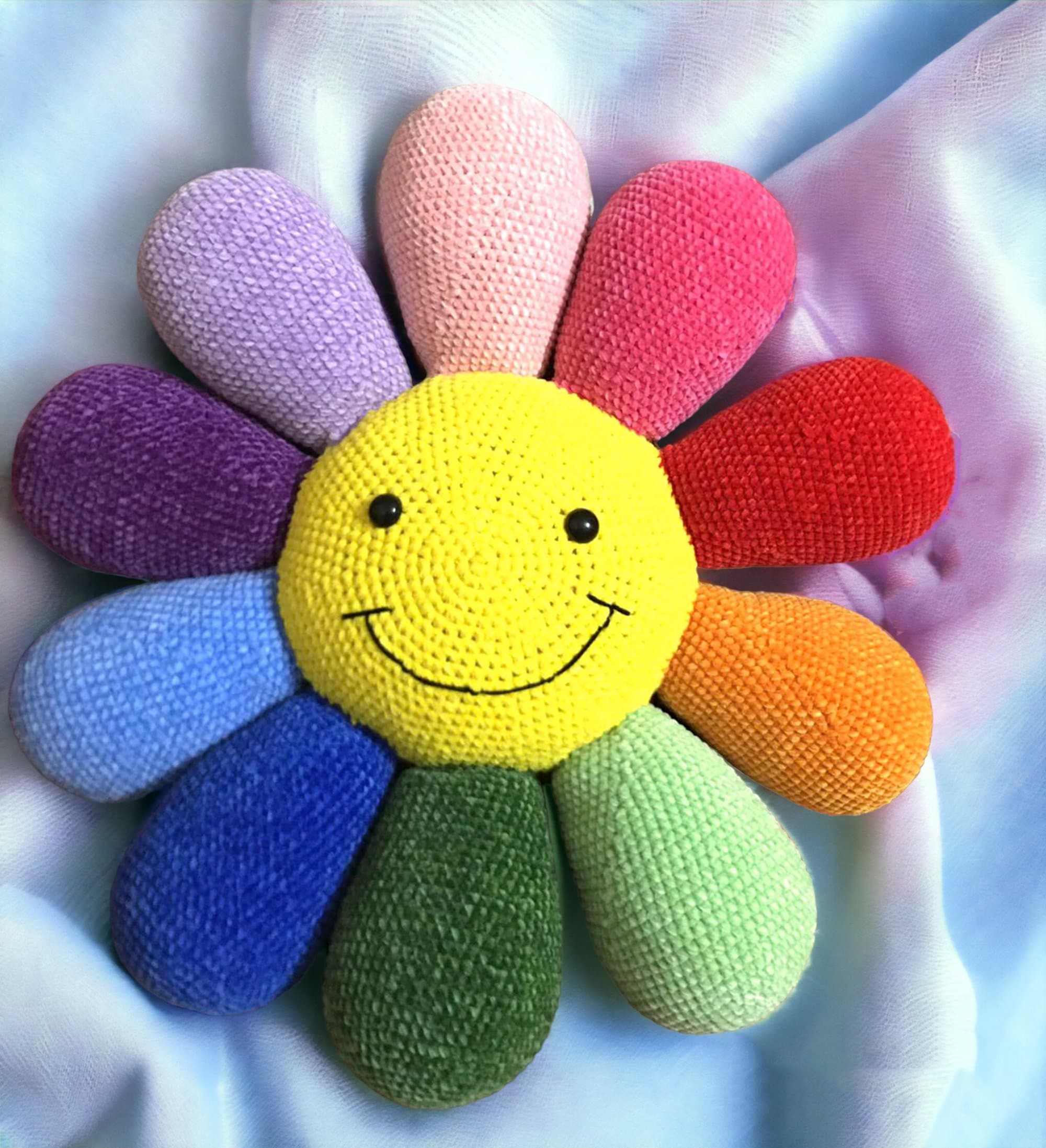  Ever Variety Rainbow Flower Pillow - Bigger Size Soft &  Comfortable Flower Plush Pillow with Smiley Face Cushion - Colorful Flower  Pillow for Bedroom & Home Decor - 21.5” Cute Flower