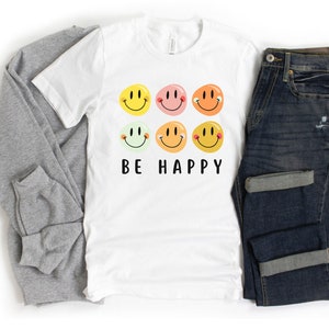 Inspirational Gifts For Him Gender Neutral Tshirt Smile Happy Face Happiness Crewneck T-Shirt