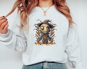 Halloween Crew Neck Spooky Season Sweatshirt Fall Vibes Scarecrow Sweatshirt Momster Stay Spooky Halloween Sweater Spooky Vibes Fall Apparel